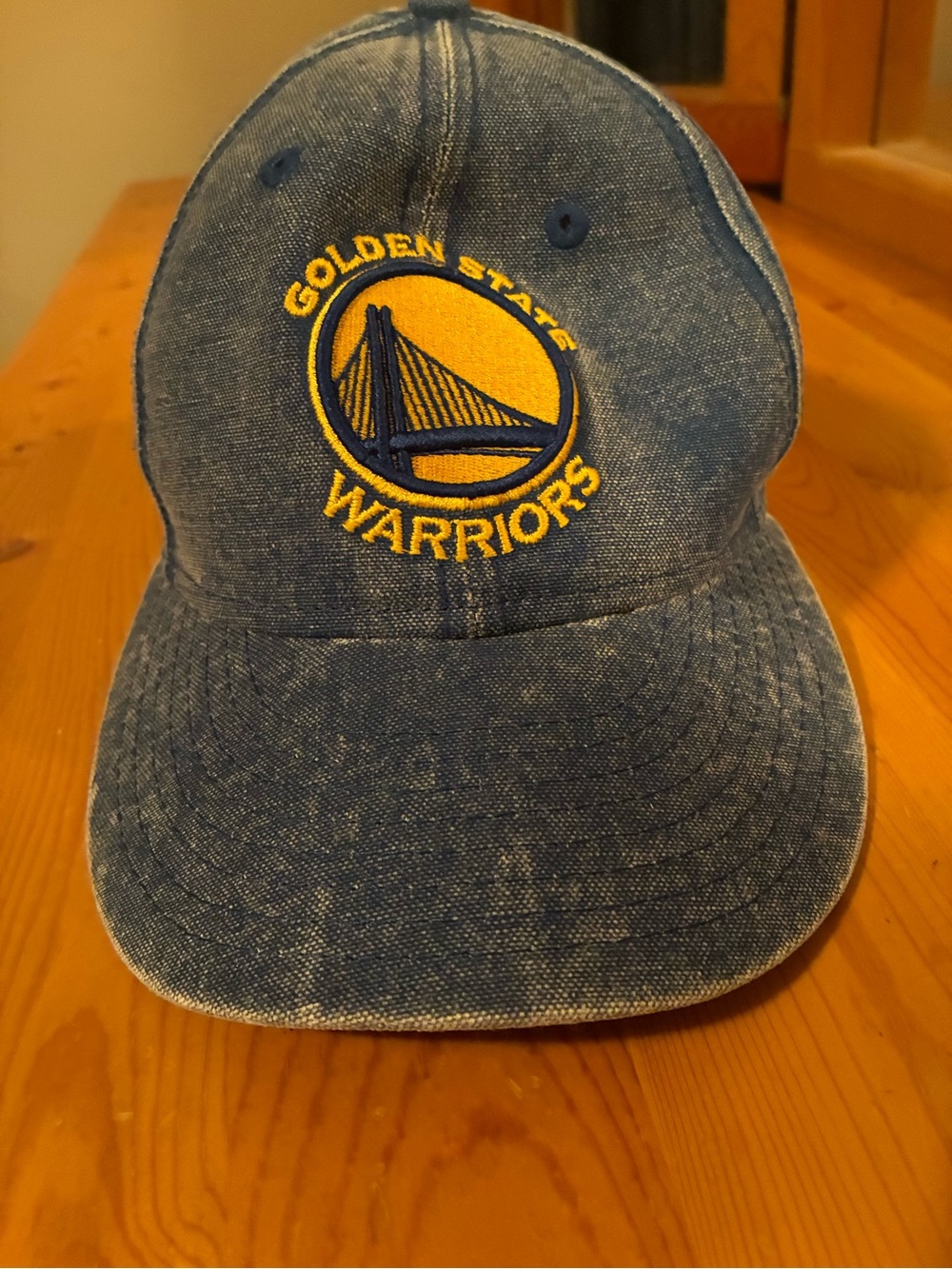 New Era Golden State Warriors Blue Denim Cap with Yellow Logo